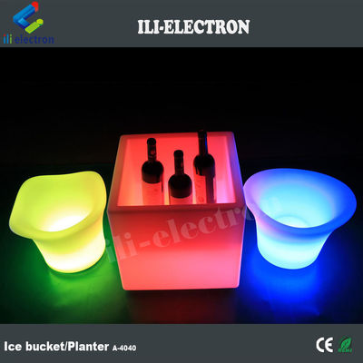 정면 PE 플라스틱 조명 LED 얼음 버킷 / LED 꽃 냄비 / 꽃 심기