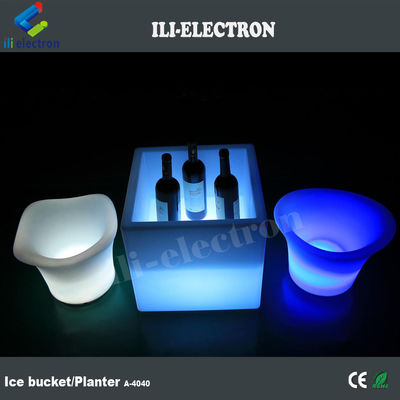 정면 PE 플라스틱 조명 LED 얼음 버킷 / LED 꽃 냄비 / 꽃 심기