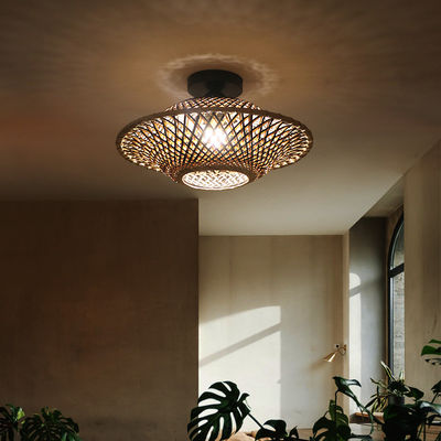 둥근 Bambu Pendant Lamp, 실내 조명용 직물 천장 조명