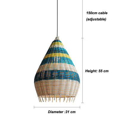 맞춤형 Bambu Rattan Woven Pendant Light 실내 조명용 수작업