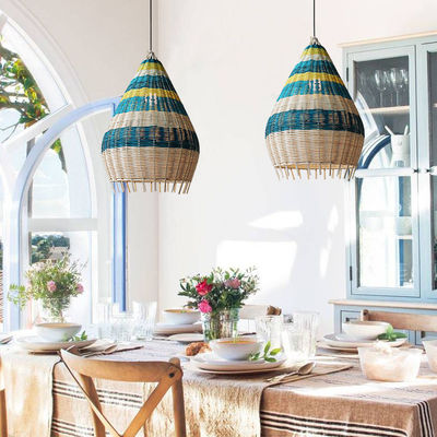 맞춤형 Bambu Rattan Woven Pendant Light 실내 조명용 수작업