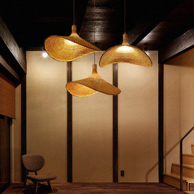 크리에이티브 래튼 Pendant Light 큰 빨대 모자 스타일 3500K 따뜻한 흰색 CCT