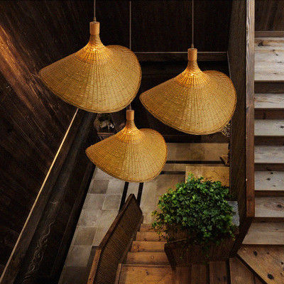 크리에이티브 래튼 Pendant Light 큰 빨대 모자 스타일 3500K 따뜻한 흰색 CCT