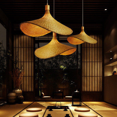 크리에이티브 래튼 Pendant Light 큰 빨대 모자 스타일 3500K 따뜻한 흰색 CCT