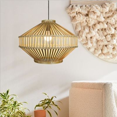 3500K 레트로 Bambu Woven Pendant Light 실내 거실용
