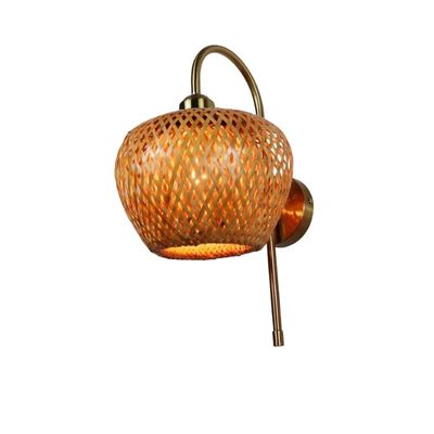 E27 LED 직물 대나무 벽 램프 Sconce 3500K 침실 욕실