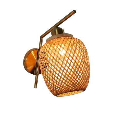 E27 LED 직물 대나무 벽 램프 Sconce 3500K 침실 욕실