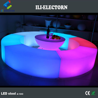 색을 바꾸는 재충전 가능한 LED 가구 LED 곡선 벤치 좌석