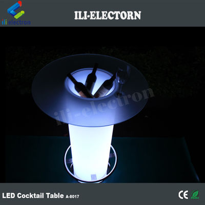 높은 유리 상단 LED 빛 칵테일 테이블, 얼음 버킷과 조명 커피 테이블