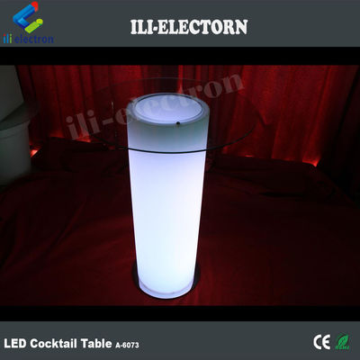 높은 유리 상단 LED 빛 칵테일 테이블, 얼음 버킷과 조명 커피 테이블