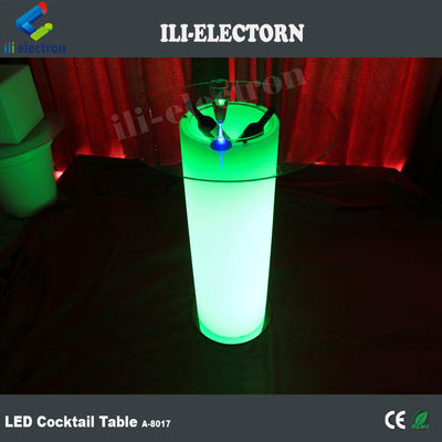 높은 유리 상단 LED 빛 칵테일 테이블, 얼음 버킷과 조명 커피 테이블