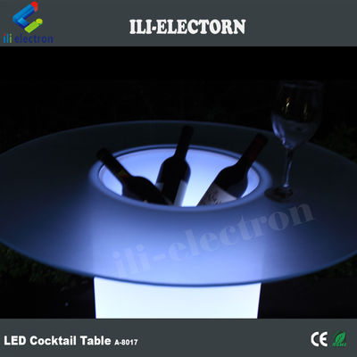 높은 유리 상단 LED 빛 칵테일 테이블, 얼음 버킷과 조명 커피 테이블