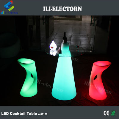 톱니 모양 플라스틱 LED 테이블 빛나는 칵테일 테이블