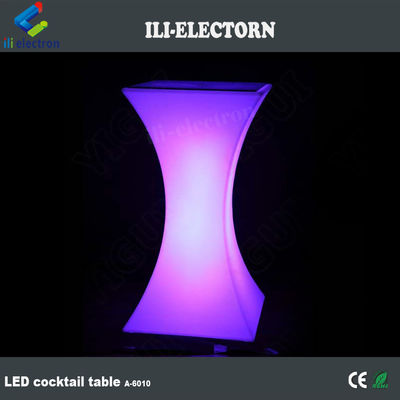 현대 디자인 사각형 세트 높은 바 칵테일 흰색 PE 플라스틱 LED 빛 바 테이블