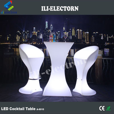 현대 디자인 사각형 세트 높은 바 칵테일 흰색 PE 플라스틱 LED 빛 바 테이블