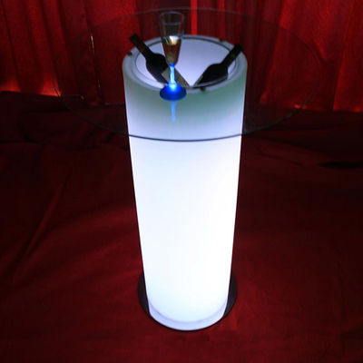 플라스틱 파티 가스팅 마무리 상단 유리 LED 얼음 버킷 테이블