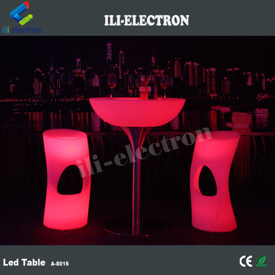 세련된 재충전 가능한 둥근 PE 플라스틱 LED 바 테이블/ LED 커피 테이블/ 나이트컬브 테이블
