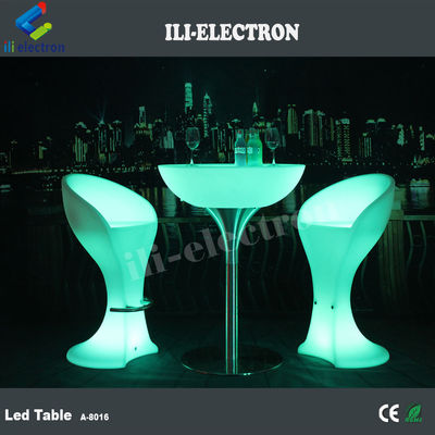 세련된 재충전 가능한 둥근 PE 플라스틱 LED 바 테이블/ LED 커피 테이블/ 나이트컬브 테이블
