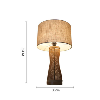 천연 Bambu Rattan 테이블 램프 호텔용 2700K