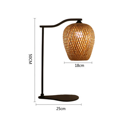 천연 Bambu Rattan 테이블 램프 호텔용 2700K