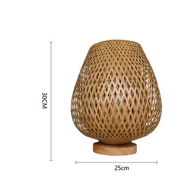 천연 Bambu Rattan 테이블 램프 호텔용 2700K