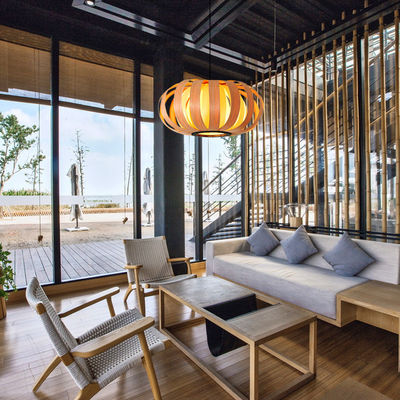 동남아시아 간단한 목재 촛불  Pendant Light Creative Wood Veneer Lighting Lantern