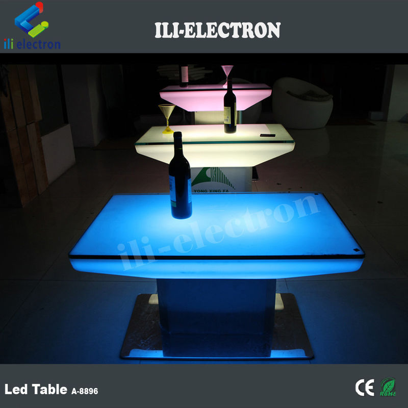 야외 및 실내 색상 변경 플라스틱 사각형 LED 식탁